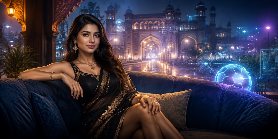 A young woman enjoying casino entertainment in Rangpur, with go1 Lottery access nearby